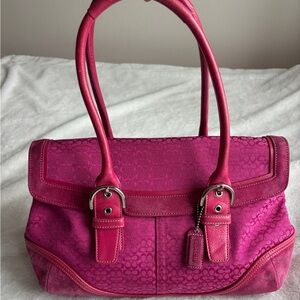 Vintage Coach Signature Canvas Suede SoHo Satchel
